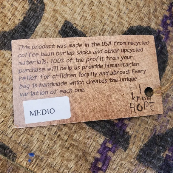 I Know Hope Burlap Messenger Bag NWT - Picture 5 of 7